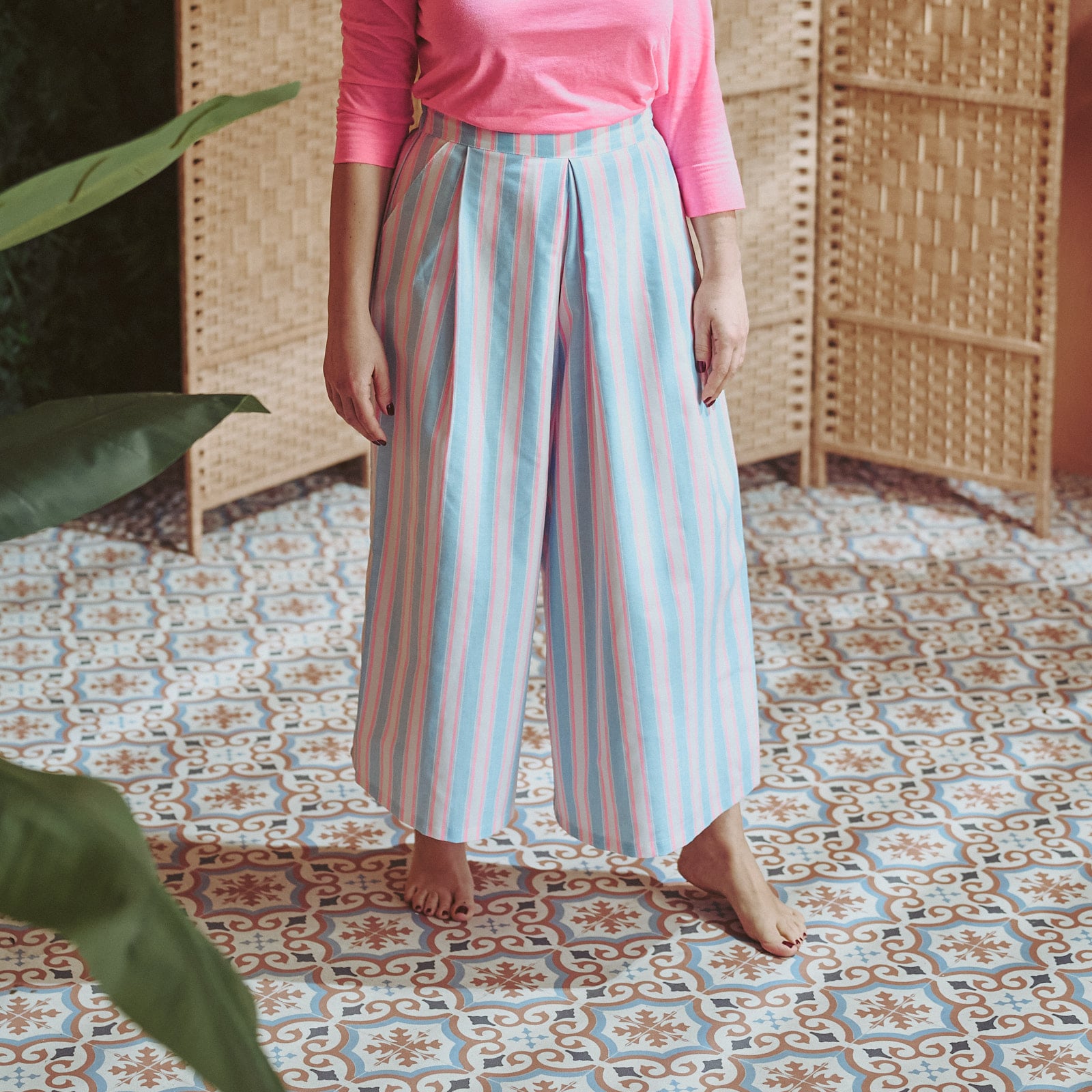 Gonna pantalone margherita - Oxford fluo rosa
