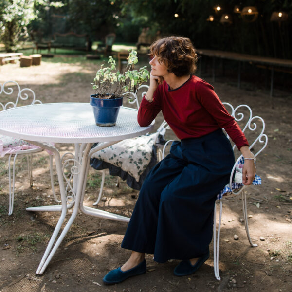 gonna pantalone frida velluto blu marino