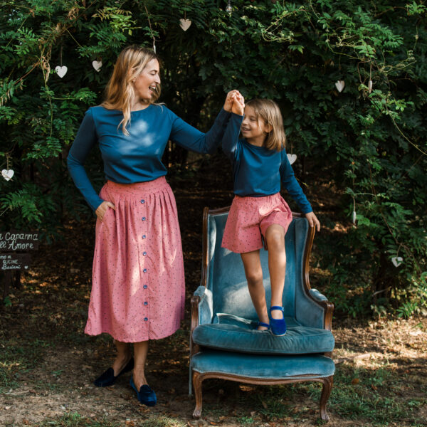 gonna pantalone teresa velluto rosa antico pois I Versiliani