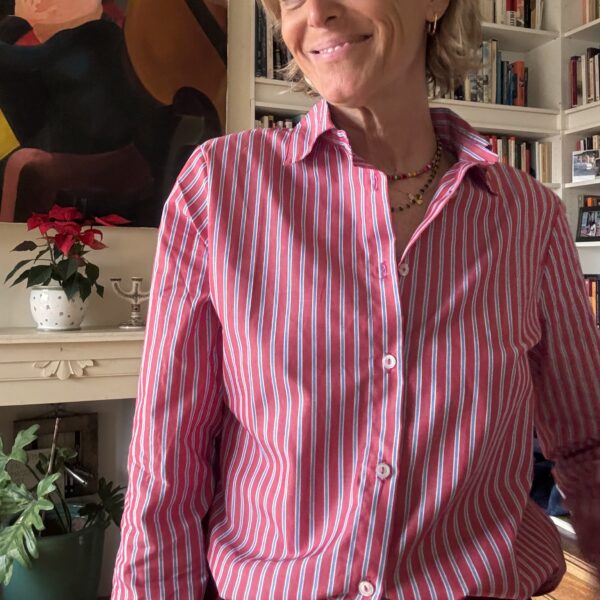 Mao shirt - red and blue striped - Image 4