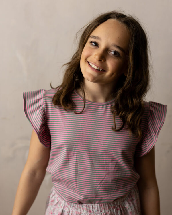 Amelia tshirt - green and pink jersey