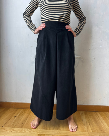 GONNA PANTALONE MARGHERITA VELLUTO LISCIO NERO (1)