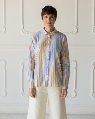 CamiciaBarbara CotoneRigatoJeansGiraole (2)