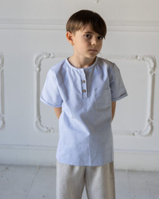 CamiciaLaVela OxforRigatoAzzurroBoy (2)