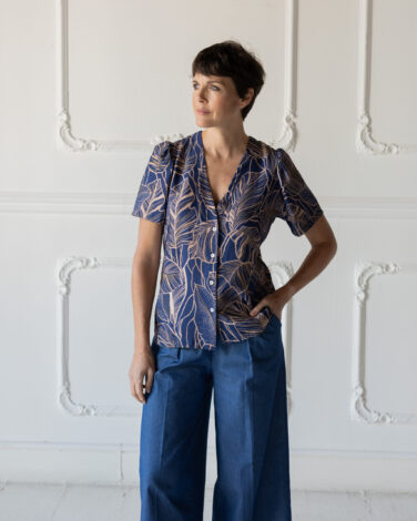 CamiciaNuvola ViscosaBluFioriBronzo (2)