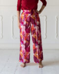 Pantaloni Alfredo - Viscosa Fiore Rosa E Ciliegia Lurex